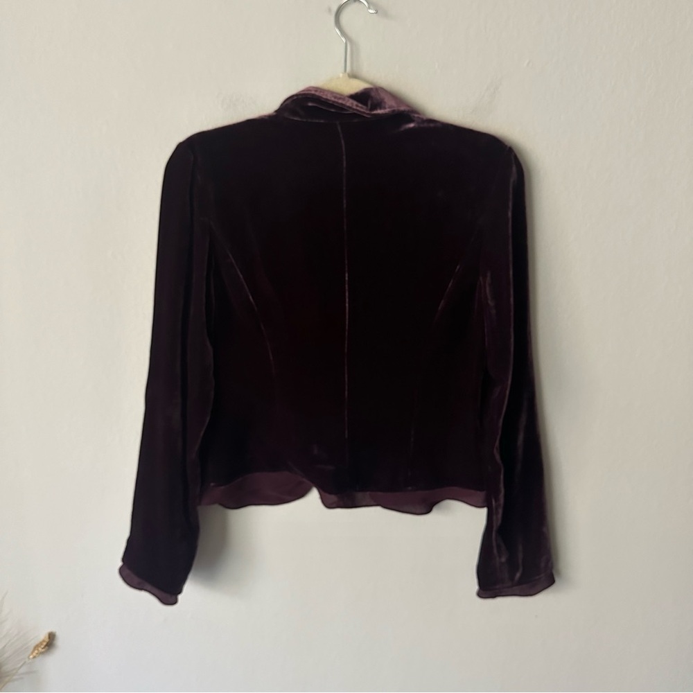 The Limited Vintage Velour Holiday Front Tie Blazer in Burgundy Small Holiday - Picture 9 of 10